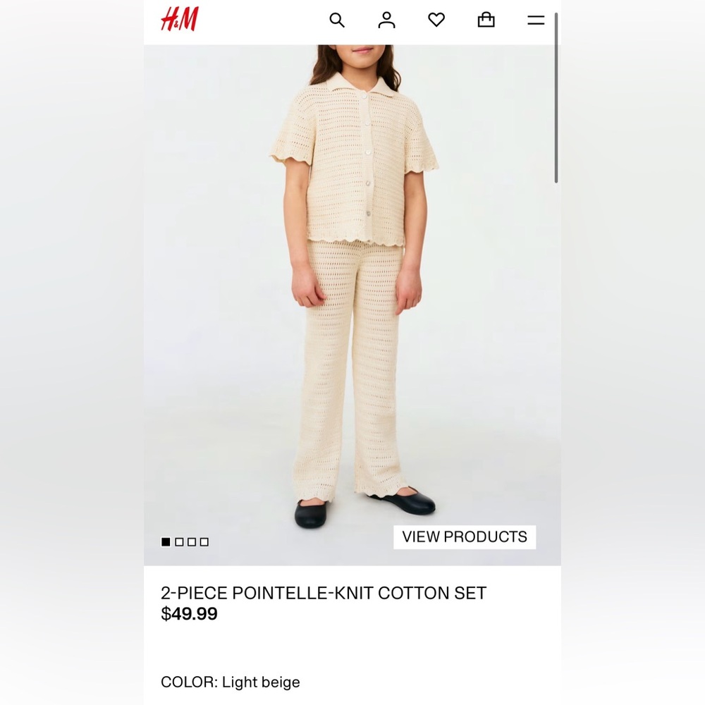 H&M Kids Beige Pointelle-Knit cotton Set
